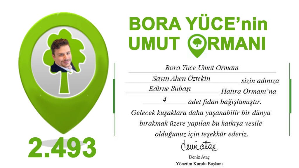 Ahen Öztekin’in TEMA bağışı ile 2 bin 493’e ulaştık…